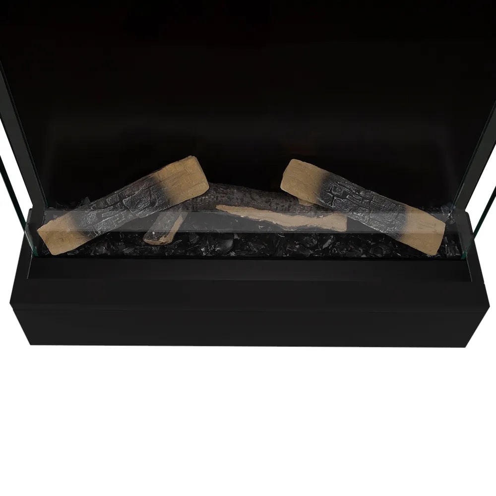 Tempo Style - Caminetto elettrico CALLIOPE Nero con cornice in legno MDF effetto fuoco reale 750 - 1.500 W