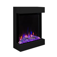 Tempo Style - Caminetto elettrico CALLIOPE Nero con cornice in legno MDF effetto fuoco reale 750 - 1.500 W