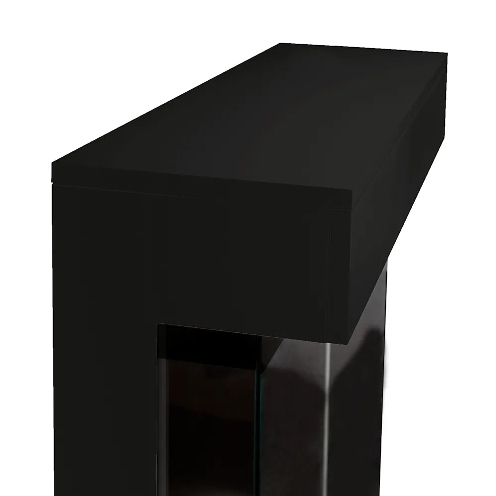 Tempo Style - Caminetto elettrico CALLIOPE Nero con cornice in legno MDF effetto fuoco reale 750 - 1.500 W