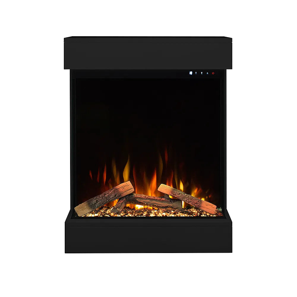 Tempo Style - Caminetto elettrico CALLIOPE Nero con cornice in legno MDF effetto fuoco reale 750 - 1.500 W