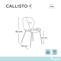 Callisto, Set di 4 sedie in soft-touch Sabbia (55cm X 45cm H. 83cm) | Duzzle