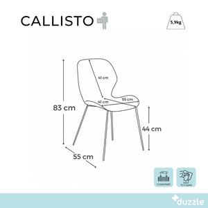 Callisto, Set di 4 sedie in soft-touch Sabbia (55cm X 45cm H. 83cm) | Duzzle