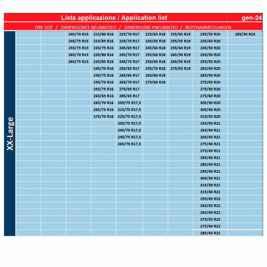 Calze da Neve Omologate Misura XXL per SUV Camper Auto 4x4 Veicoli Commerciali