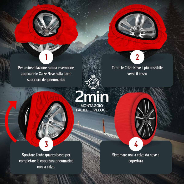 Calze Da Neve per Auto Omologate EN 16662-1 2020 Misura S