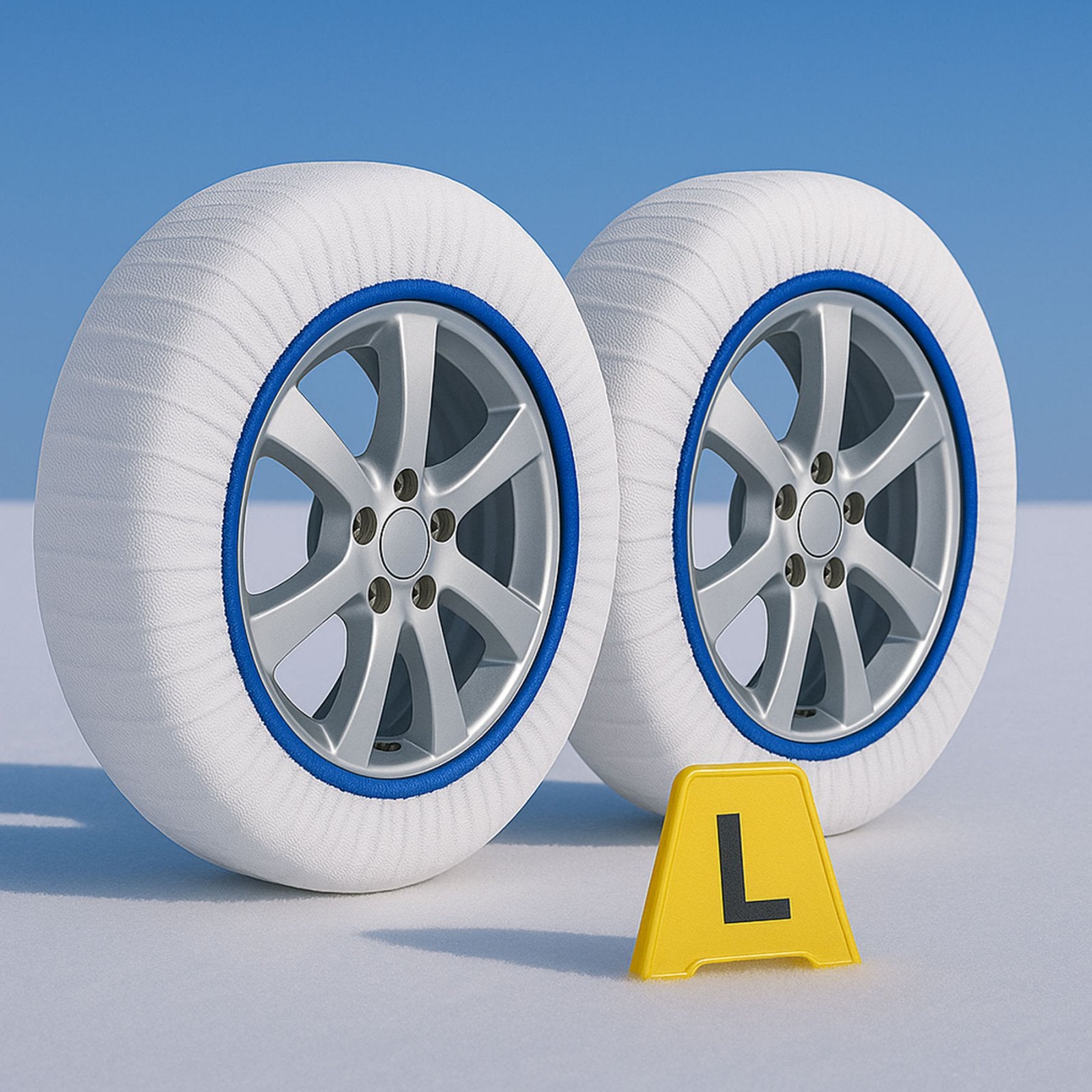 Calze Da Neve per Auto Omologate EN 16662-1 Modello Bianco Standard Misura L