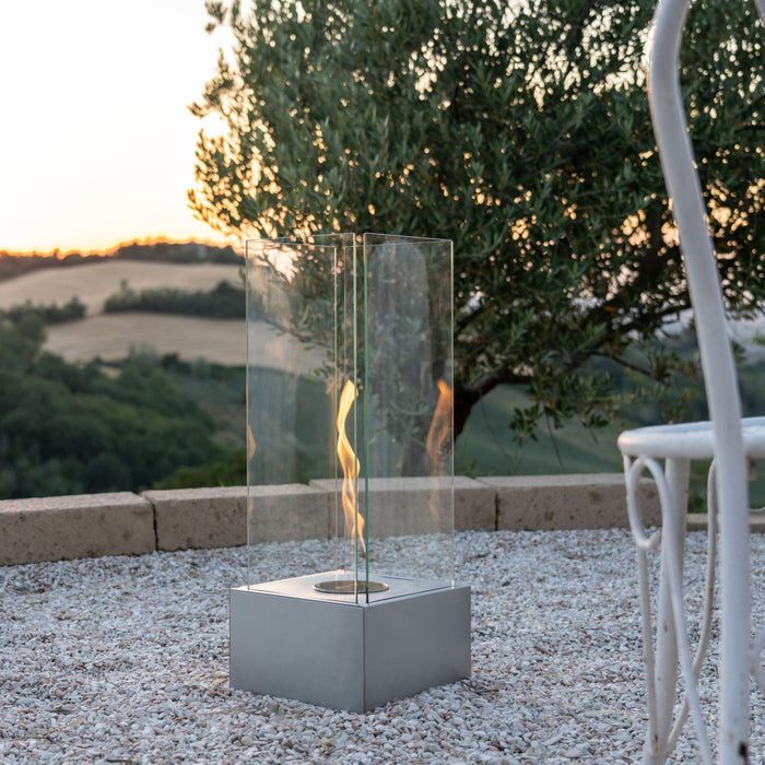 Spiro Camino a Bioetanolo da terra grigrio 65x25x25 cm