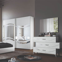 Camera da letto Delia bianco frassinato con decorazioni argento