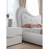 Camera da letto Galatea con letto imbottito contenitore e armadio 2 ante scorrevoli con specchi bianco e particolari glitter