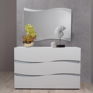 Camera da letto Galatea con letto imbottito contenitore e armadio 2 ante scorrevoli con specchi bianco e particolari glitter