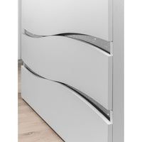 Camera da letto Galatea con letto imbottito contenitore e armadio 2 ante scorrevoli con specchi bianco e particolari glitter