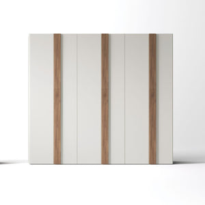 Camera da letto Kross in bianco nuvola top mat e maniglioni noce america