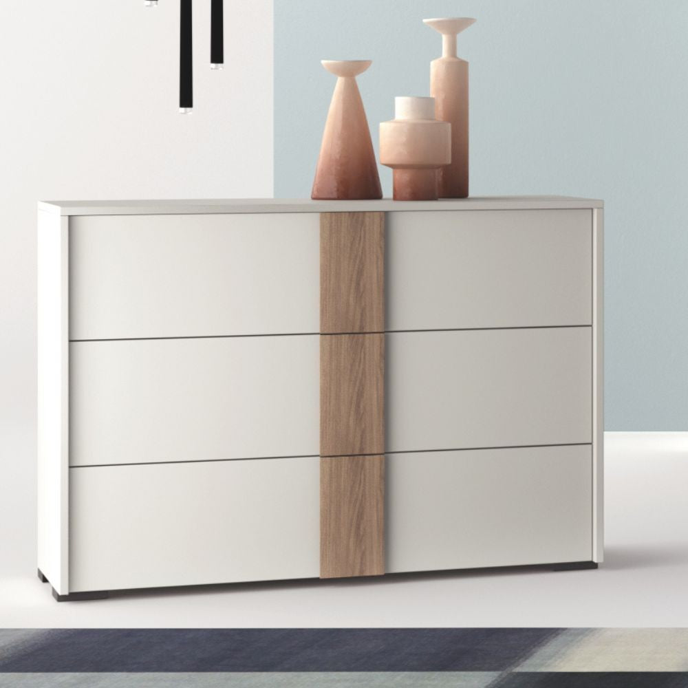 Camera da letto Kross in bianco nuvola top mat e maniglioni noce america