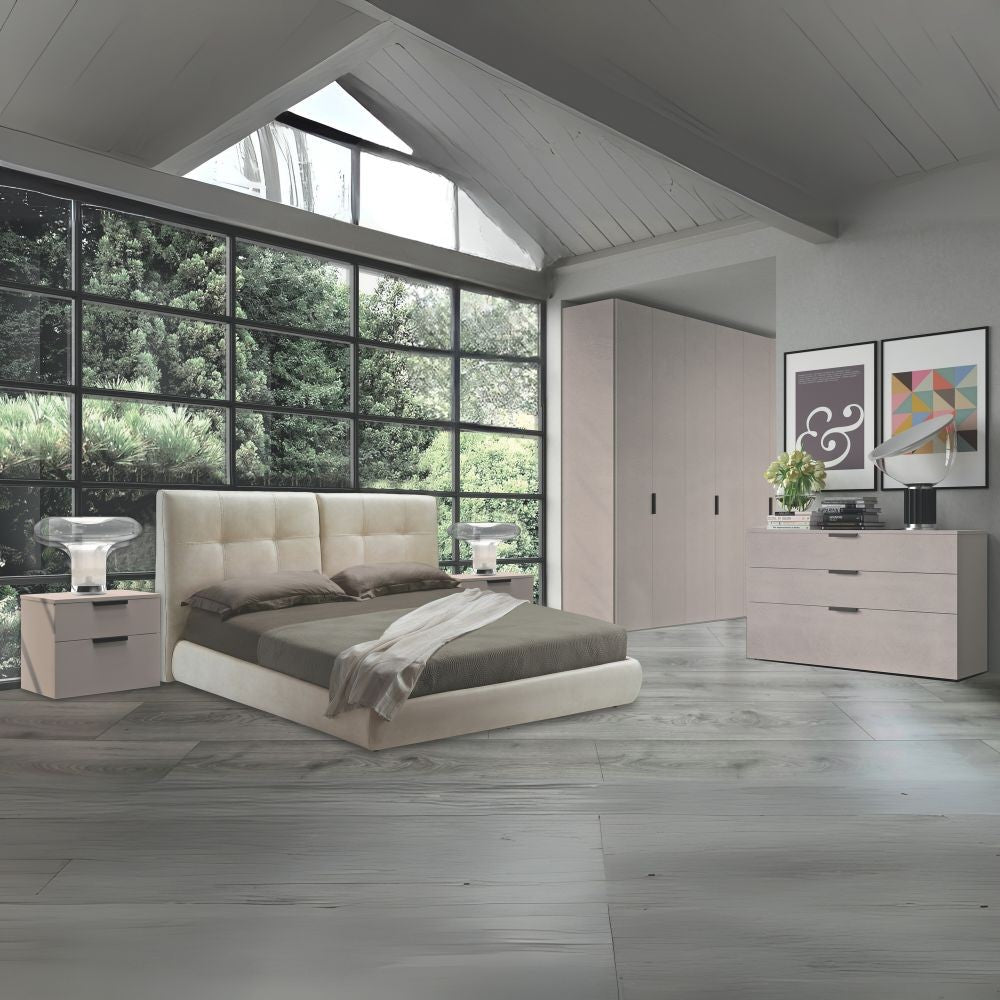 Camera da letto Lulu canapa frassinato e maniglie antracite