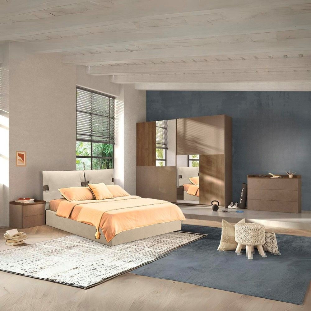 Camera da letto Quinn con letto contenitore colore bronzo noce mercure