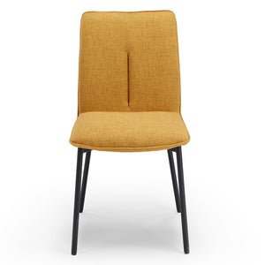 Set 6 sedie imbottita CAMILLA per cucina, sala da pranzo e soggiorno, design moderno, gambe coniche robuste finitura ghisa, schienale e seduta rivestiti con tessuto effetto doppio tono colore Senape