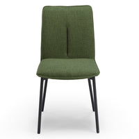 Set 6 sedie imbottita CAMILLA per cucina, sala da pranzo e soggiorno, design moderno, gambe coniche robuste finitura ghisa, schienale e seduta rivestiti con tessuto effetto doppio tono colore Verde Oliva