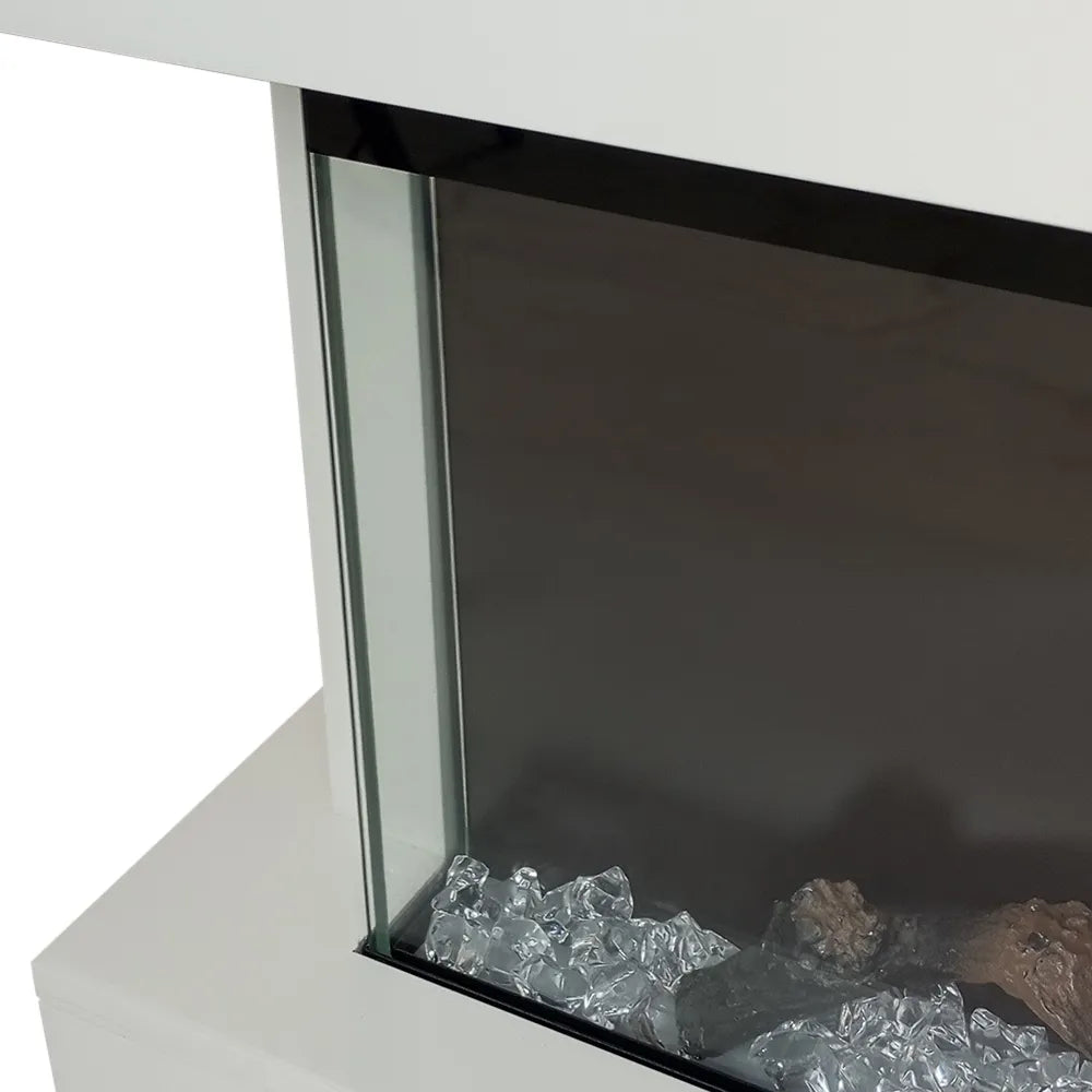 Tempo Style - Camino elettrico a parete e da incasso ALARO PLUS | Stufa ventilata da 750W/1500W a basso consumo (Bianco, 128cm)