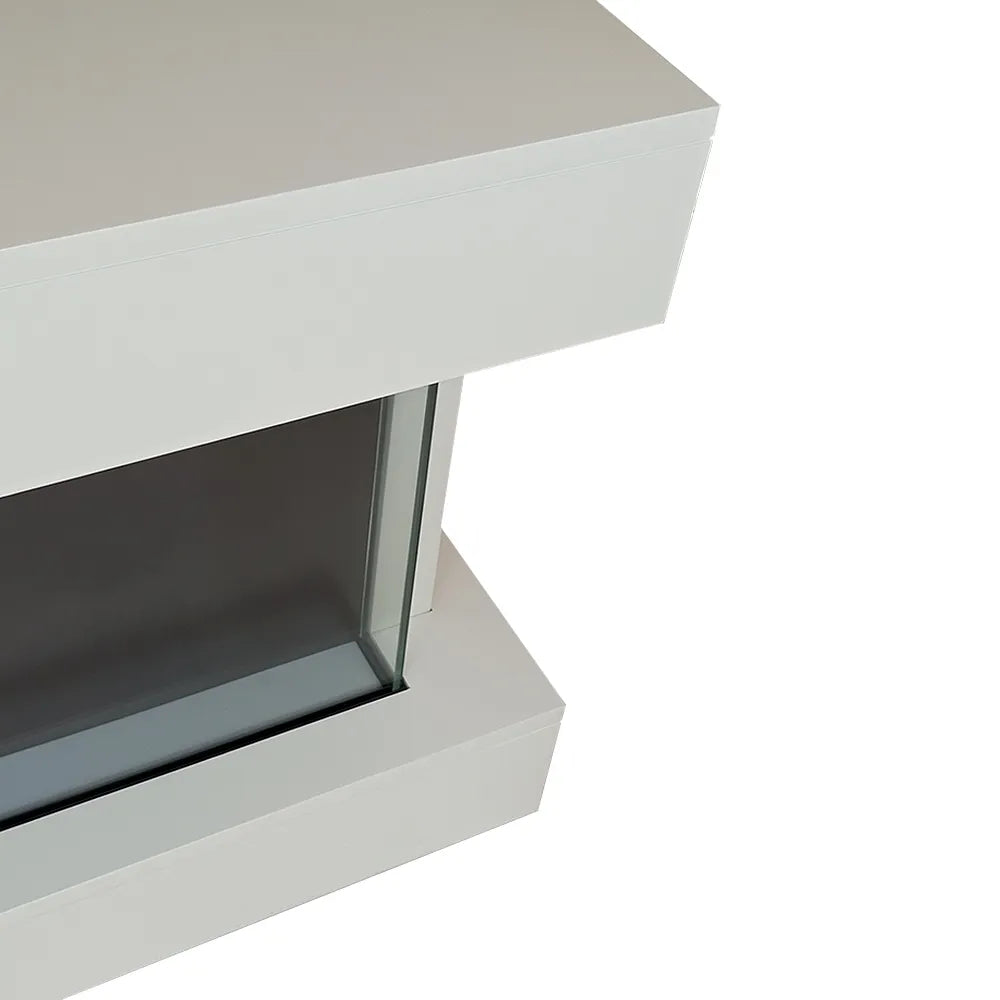 Tempo Style - Camino elettrico a parete e da incasso ALARO PLUS | Stufa ventilata da 750W/1500W a basso consumo (Bianco, 128cm)