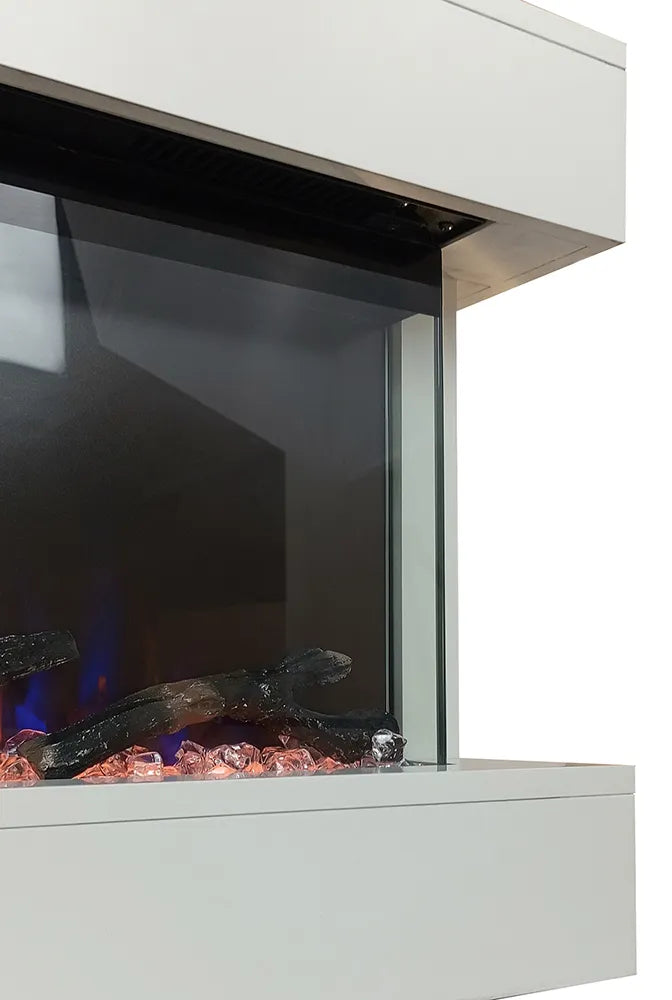 Tempo Style - Camino elettrico a parete e da incasso ALARO PLUS | Stufa ventilata da 750W/1500W a basso consumo (Bianco, 128cm)