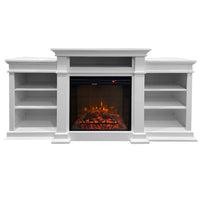 Camino elettrico caminetto da terra BIDEN in legno Bianco L179 x P48 x H85