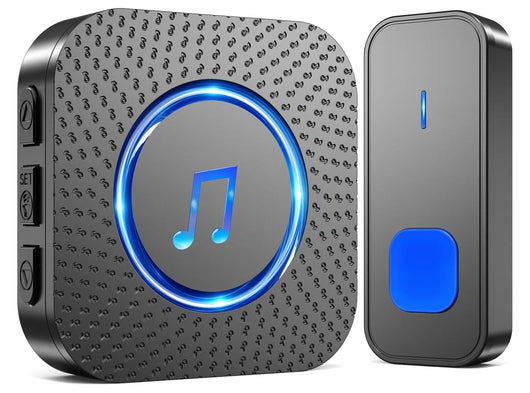 Campanello Senza Fili SURFOU da Esterno Interno Impermeabile con Ricevitori Spina Casa Wireless Pulsante a Lunga Distanza di 400m 55 Suonerie 5 Volumi Indicatore LED