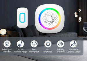 Campanello senza fili wireless per casa ufficio luce RGB 60 melodie RL-3995
