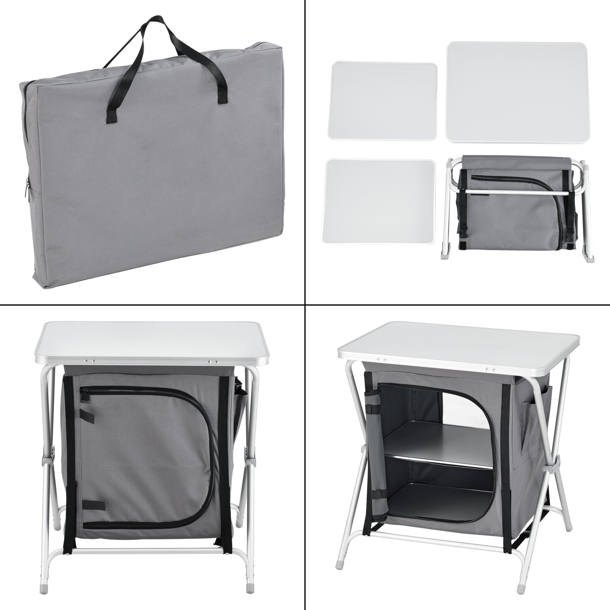 Credenza Mobile da Campeggio Tullinge Pieghevole con Borsa di Trasporto (AxLxP) 64x60x45 cm [en.casa]