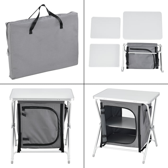 Credenza Mobile da Campeggio Tullinge Pieghevole con Borsa di Trasporto (AxLxP) 64x60x45 cm [en.casa]