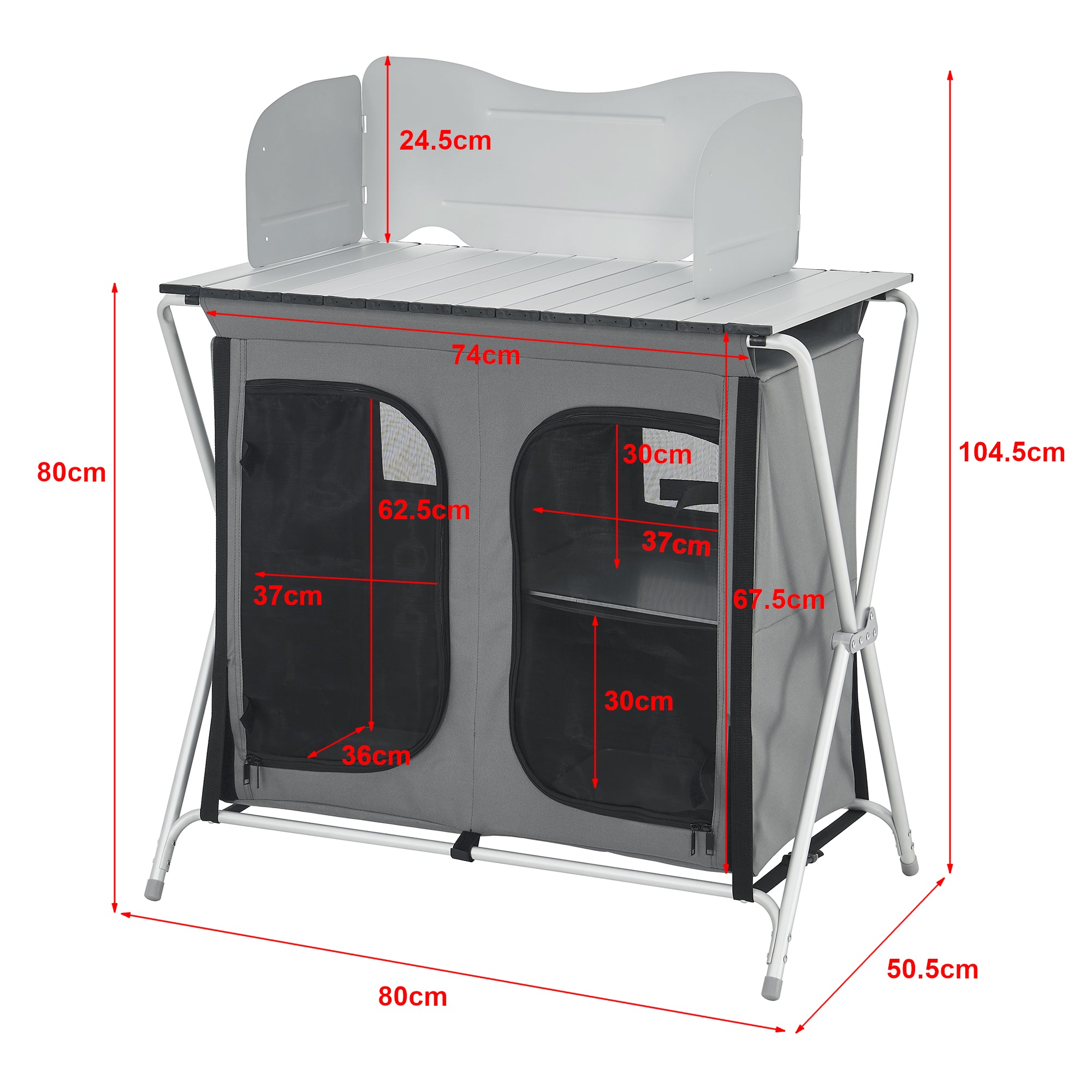 Credenza Mobile da Campeggio Tullinge Pieghevole con Borsa di Trasporto (AxLxP) 105x80x51 cm [en.casa]