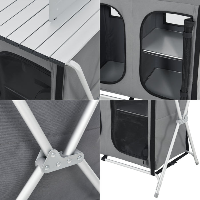 Credenza Mobile da Campeggio Tullinge Pieghevole con Borsa di Trasporto (AxLxP) 105x80x51 cm [en.casa]