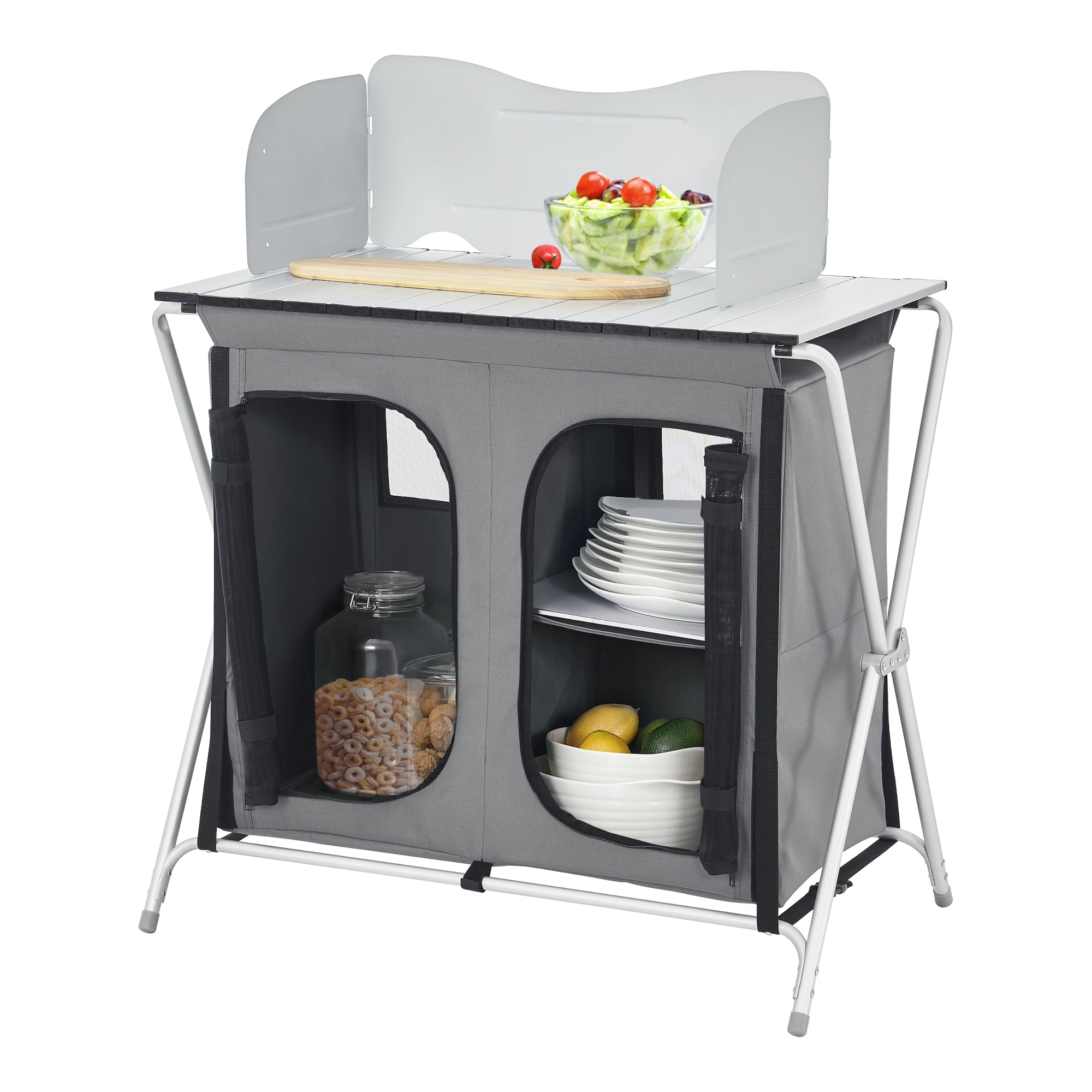 Credenza Mobile da Campeggio Tullinge Pieghevole con Borsa di Trasporto (AxLxP) 105x80x51 cm [en.casa]