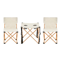 Set Banzi Tavolo e 2 Sedie Pieghevoli per Campeggio - Beige casa.pro