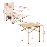 Set Bellante Pieghevole Tavolino e 2 Sedie Portatili - Beige casa.pro