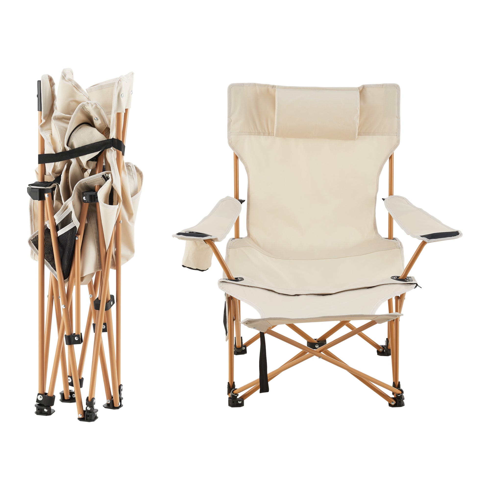 Set Bellante Pieghevole Tavolino e 2 Sedie Portatili - Beige casa.pro