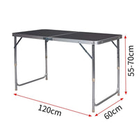 Tavolo da campeggio pieghevole regolabile 120 cm nero 19_0000974