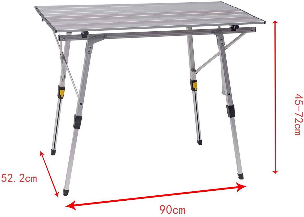 Tavolo da campeggio leggero da picnic regolabile con borsa 90 x 52 cm 19_0000796