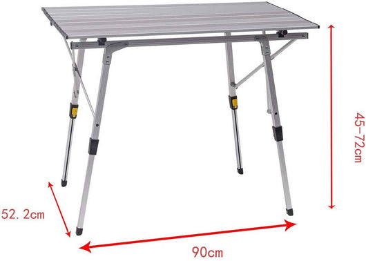 Tavolo da campeggio leggero da picnic regolabile con borsa 90 x 52 cm 19_0000796