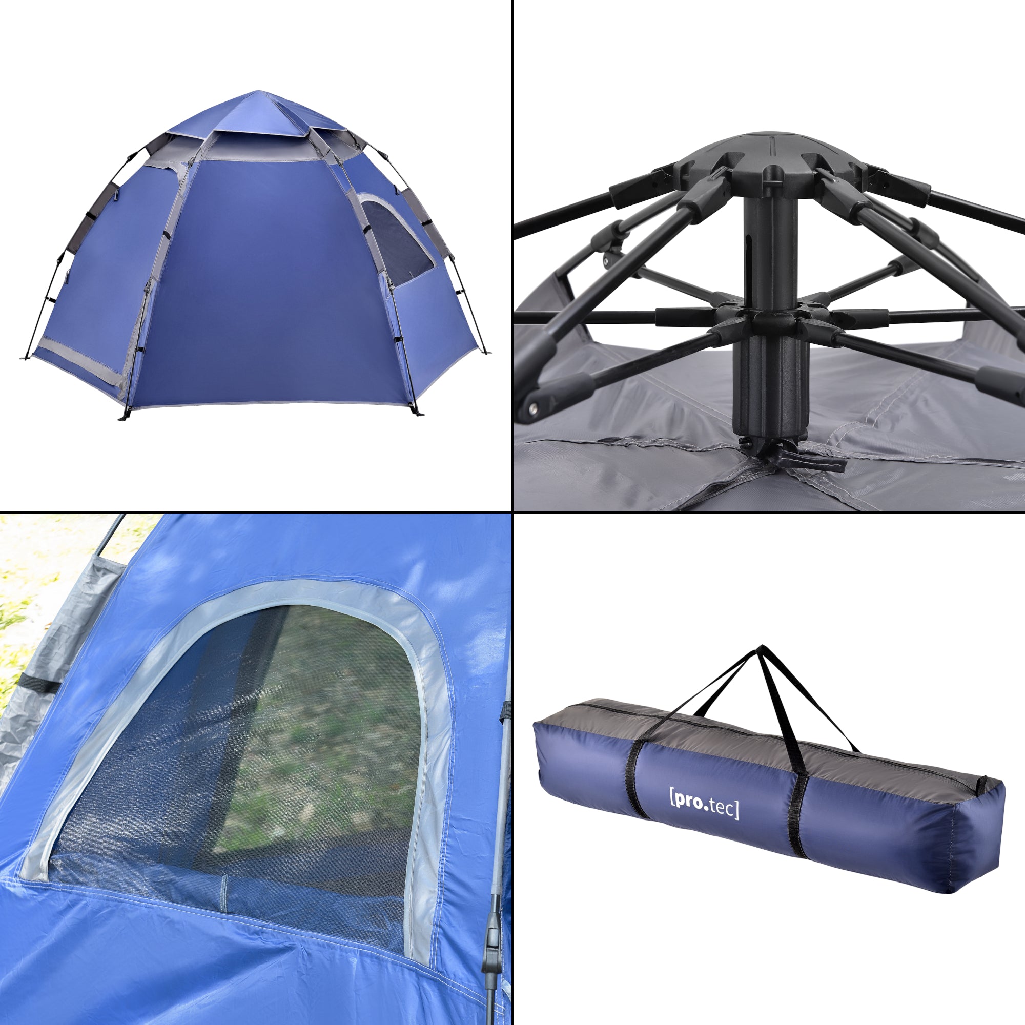 Tenda Pop Up 'Nybro' da Campeggio per 2-3 Persone, Incl. Borsa di Trasporto - Blu [pro.tec]