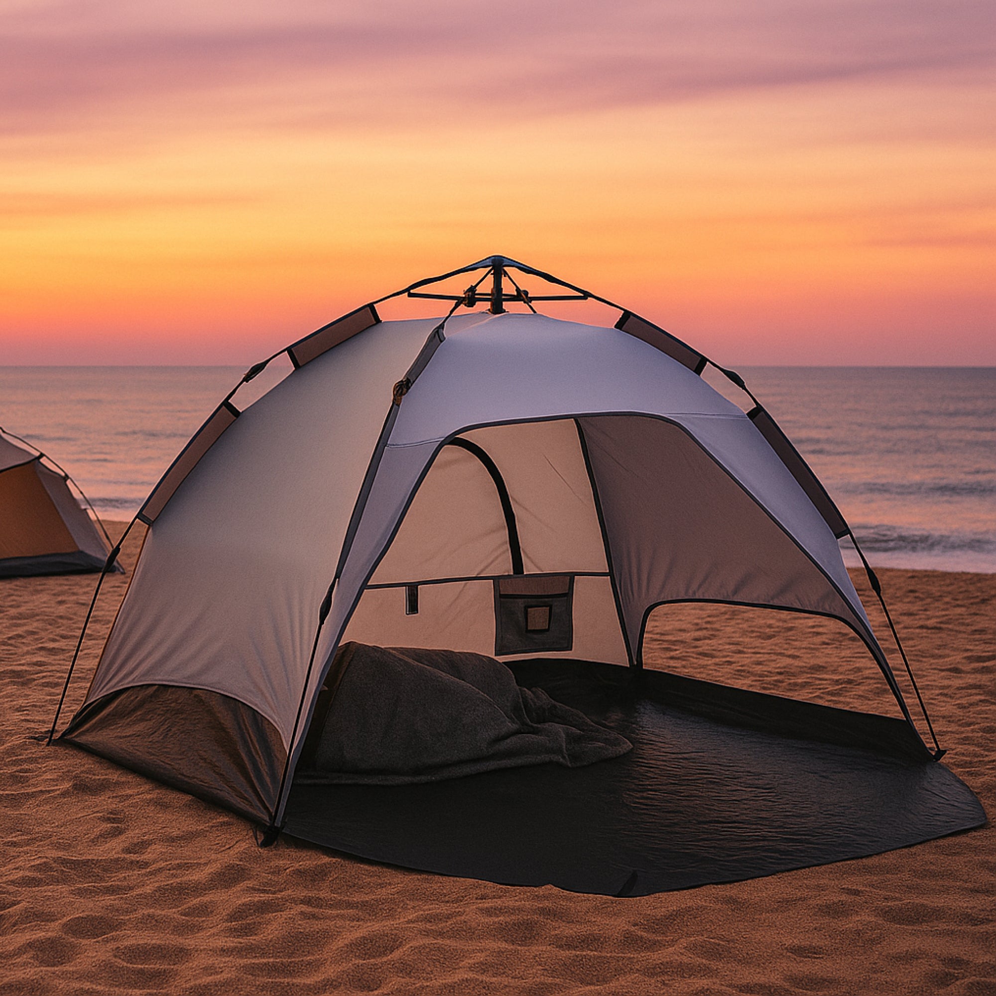 Tenda Pop Up da Spiaggia Mullsjö per 2 Persone Incl. Borsa di Trasporto - Grigio pro.tec