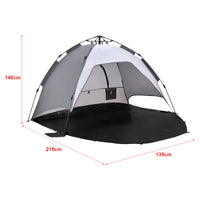 Tenda Pop Up da Spiaggia Mullsjö per 2 Persone Incl. Borsa di Trasporto - Grigio pro.tec