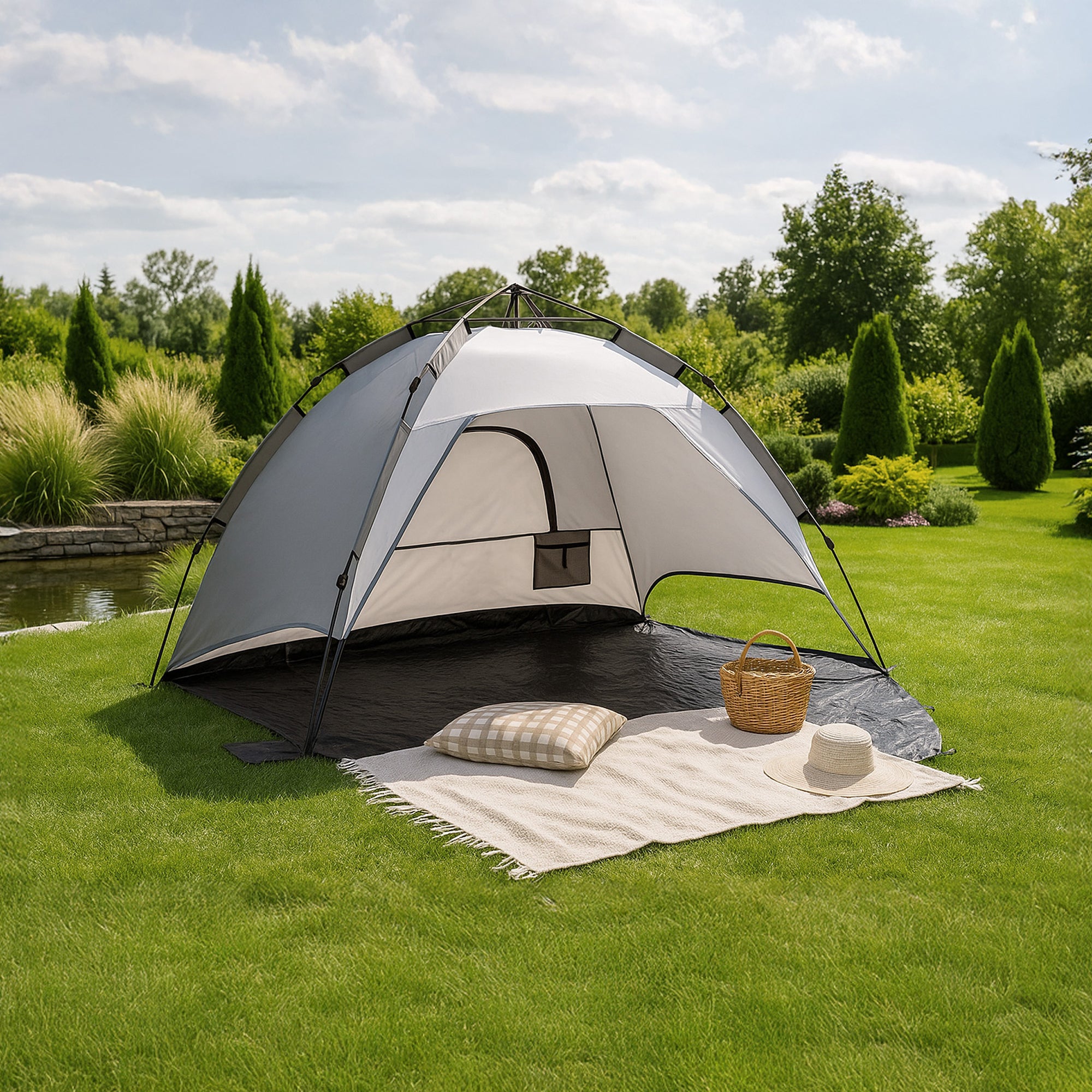 Tenda Pop Up da Spiaggia Mullsjö per 2 Persone Incl. Borsa di Trasporto - Grigio pro.tec