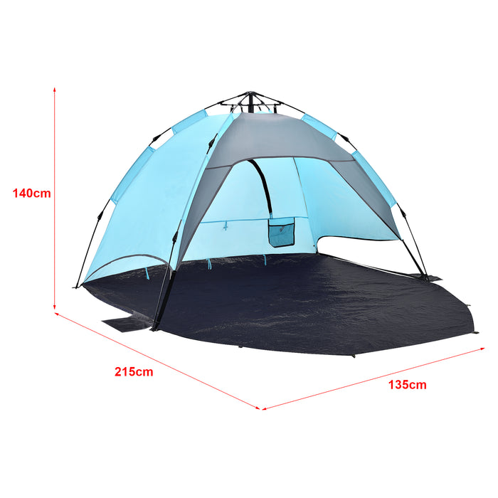 Tenda Pop Up da Spiaggia Mullsjö per 2 Persone Incl. Borsa di Trasporto - Azzurro pro.tec