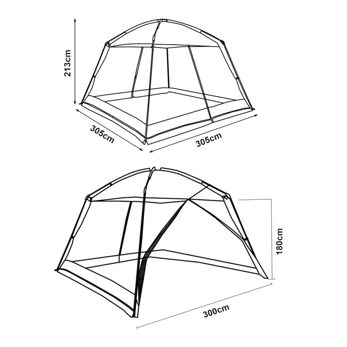 Gazebo da Giardino Beekdaelen con Zanzariere 305 x 305 x 213 cm Grigio pro.tec