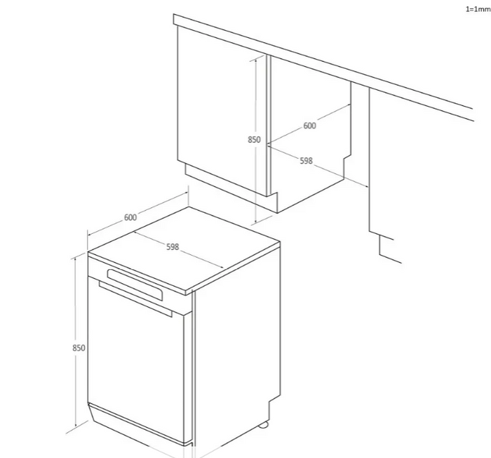 Candy cf3e7e0w rapido' lavastoviglie libera installazione, bianca, 13 coperti , classe energetica e, motore inverter