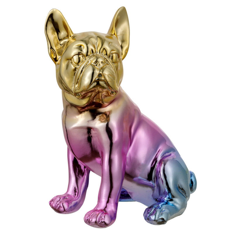 Cane statua Bulldog multicolor decorazione resina