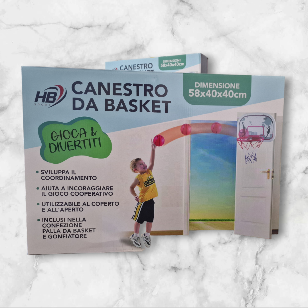 Canestro basket da parete muro porta 35cm con tabellone palla e rete Art. 94941