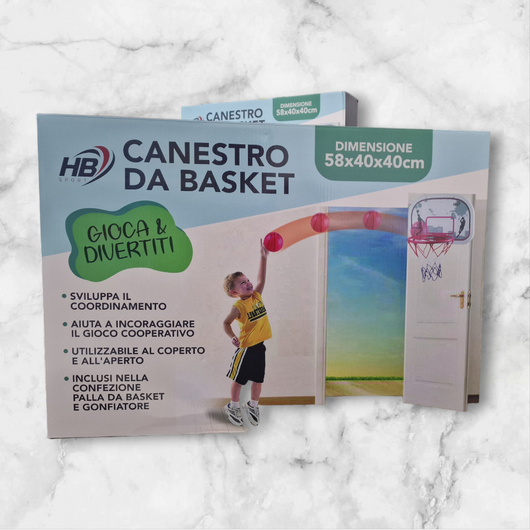 Canestro basket da parete muro porta 35cm con tabellone palla e rete Art. 94941