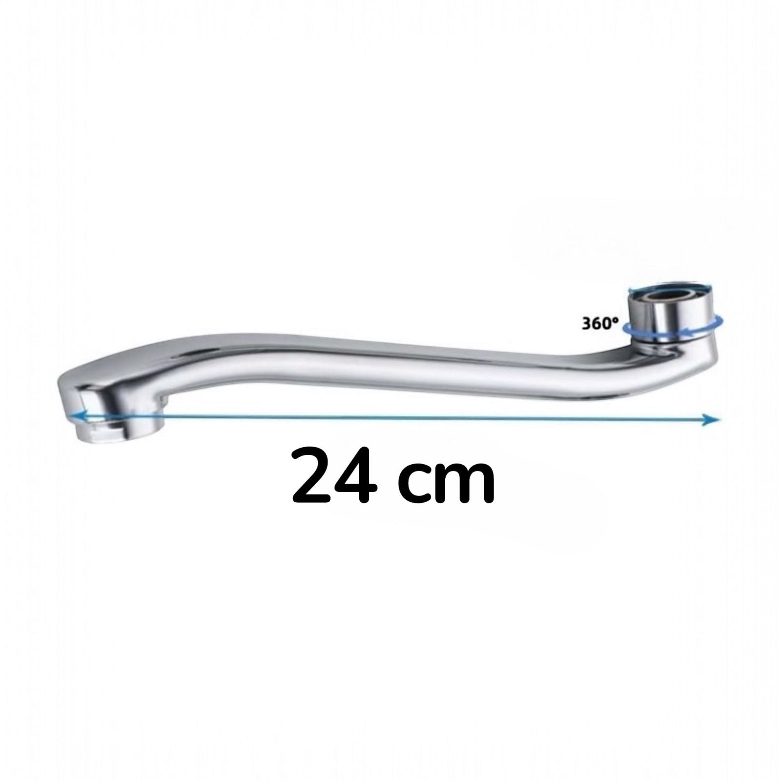 Canna di ricambio cromata per miscelatore rubinetto a muro cucina vasca 24CM