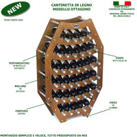 CANTINETTA IN LEGNO PORTA BOTTIGLIE VINO MODELLO OTTAGONO 36 BOTTIGLIE FINITURA NOCE L.75 x P.25 x H.120 100% FABBRICATO IN ITALIA