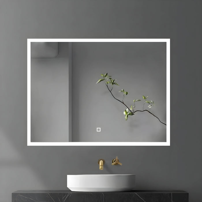 Specchio 5 mm rettangolare squadrato cornice led interruttore touch *** misure 120x80 cm, tonalità dimmerabile 2700-...